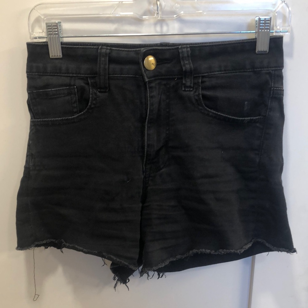 American Eagle distressed black jean shorts